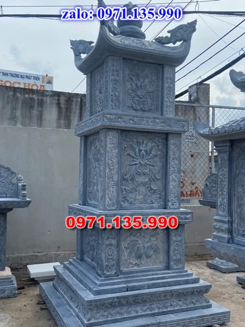 mộ tháp đá, bảo tháp đá, mộ tháp đá lục giác, mộ tháp đá để thờ tro cốt, giá bán mộ tháp bằng đá, thiết kế kích thước xây mộ tháp, 