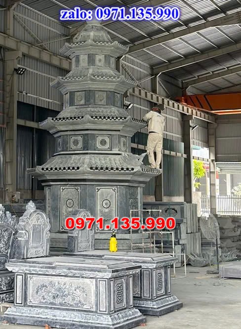 mộ tháp đá, bảo tháp đá, mộ tháp đá lục giác, mộ tháp đá để thờ tro cốt, giá bán mộ tháp bằng đá, thiết kế kích thước xây mộ tháp, 