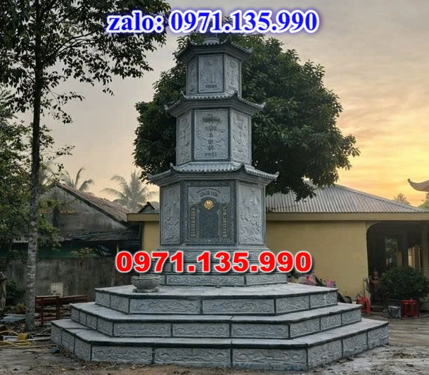 mộ tháp đá, bảo tháp đá, mộ tháp đá lục giác, mộ tháp đá để thờ tro cốt, giá bán mộ tháp bằng đá, thiết kế kích thước xây mộ tháp,