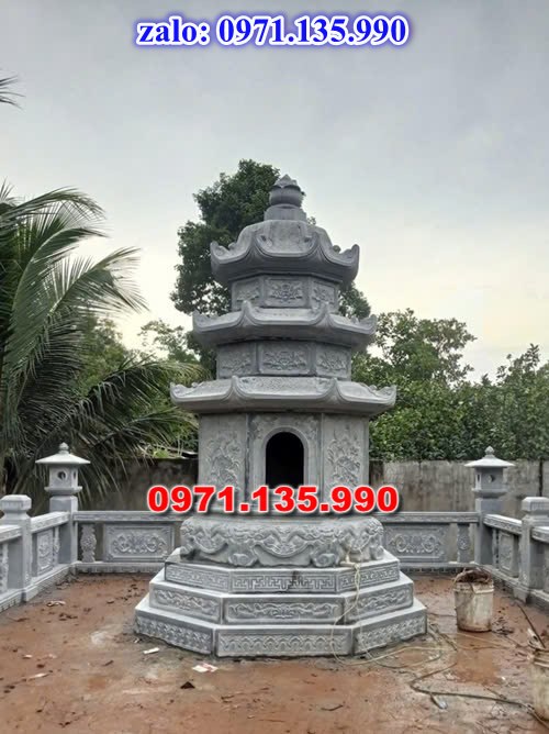 mộ tháp đá, bảo tháp đá, mộ tháp đá lục giác, mộ tháp đá để thờ tro cốt, giá bán mộ tháp bằng đá, thiết kế kích thước xây mộ tháp, 